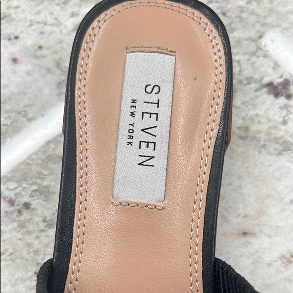 Steven New York- Black Knit Valdez Mules Sleek Suede Slip-On - Picture 4 of 8